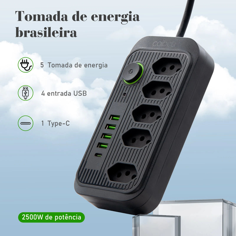 Mega Extensão Elétrica Tomada USB, Tensão de 110-220V